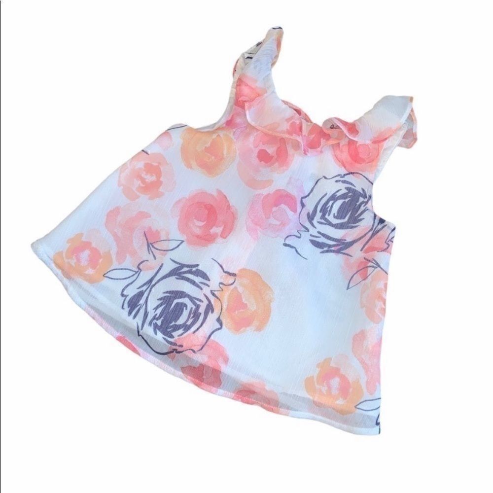 Janie and Jack Floral Ruffle Collar Tank Top 2T